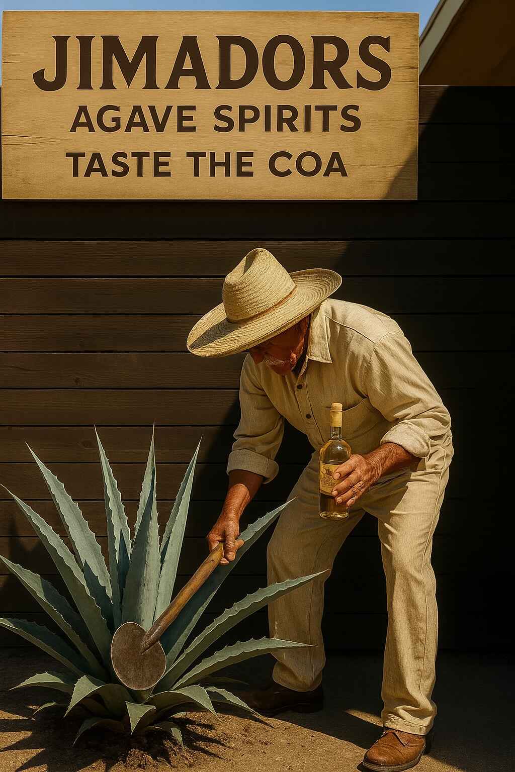 Mature agaves staged for planting